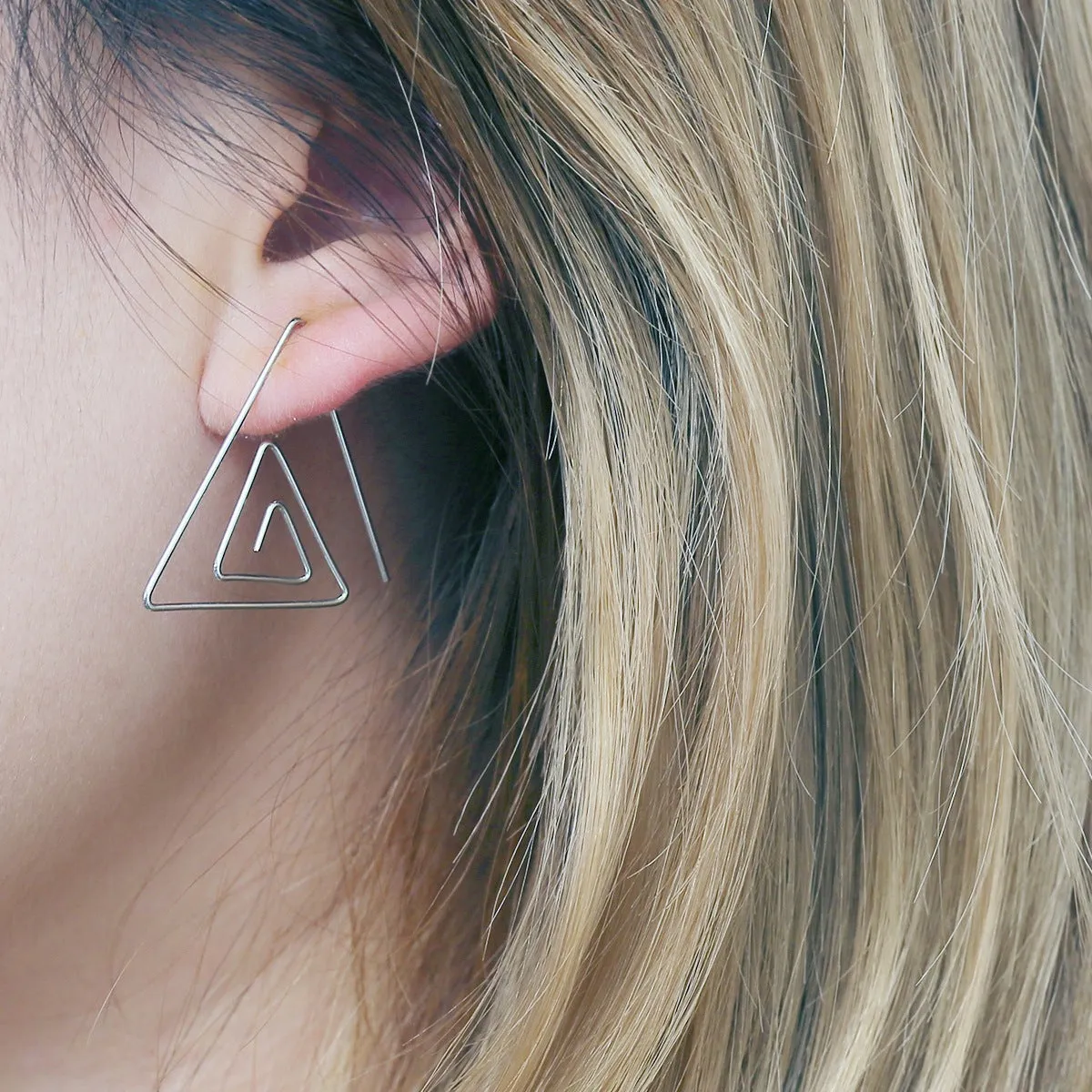 Stylish Copper Earrings with Geometric Design for Women