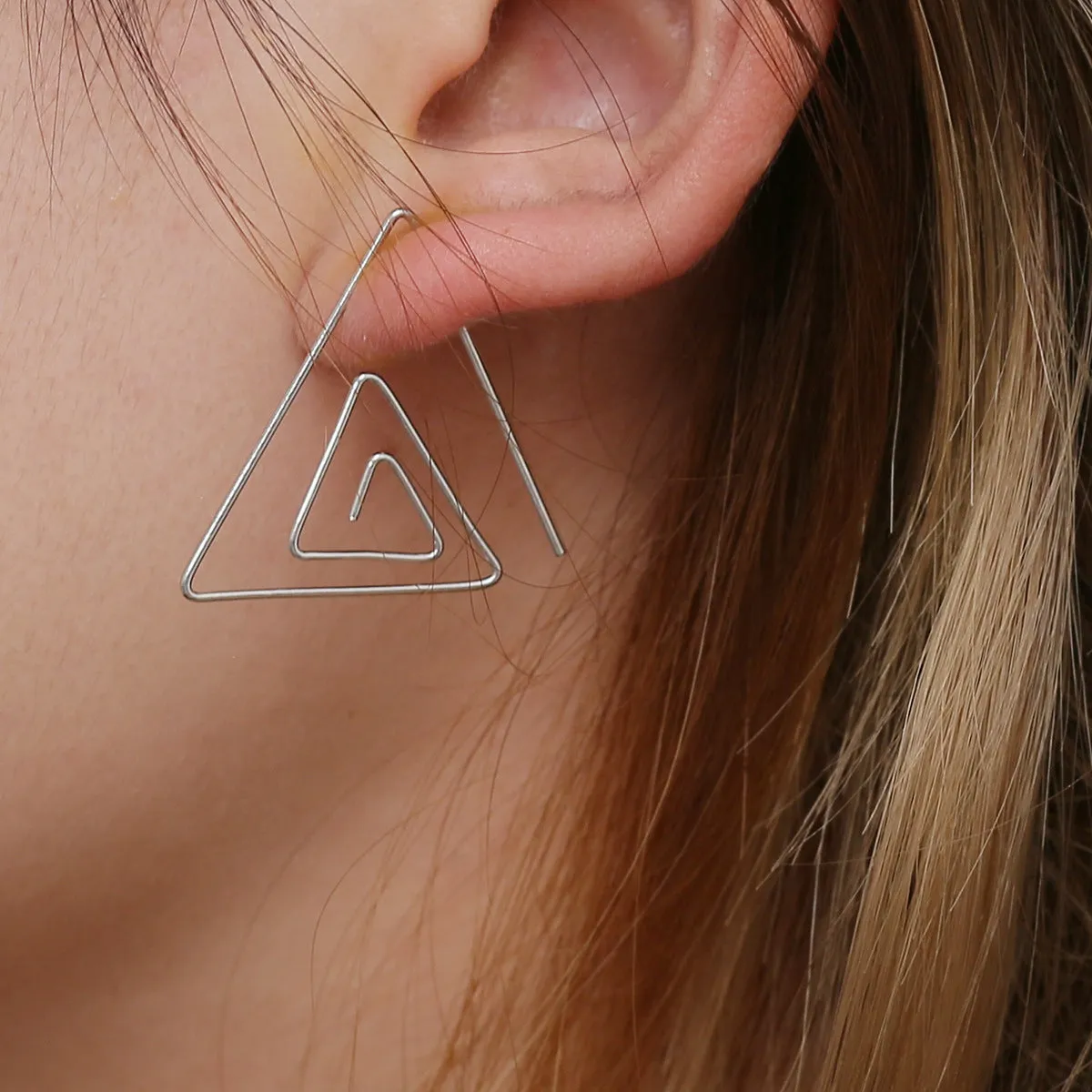 Stylish Copper Earrings with Geometric Design for Women