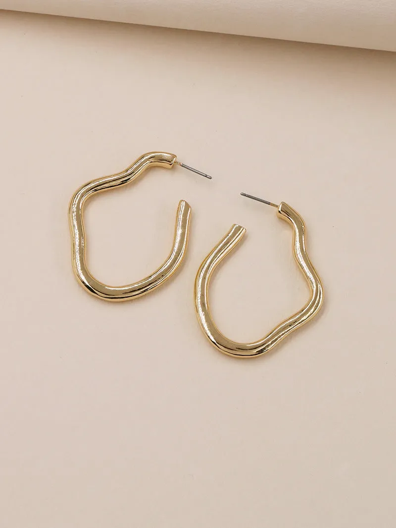 Stylish Geometric Metal Earrings with Unique Design - Trendy Jewelry Accessory for Women