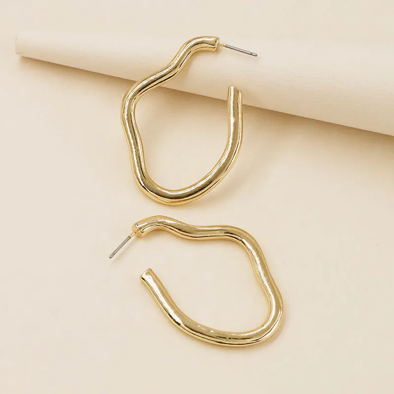 Stylish Geometric Metal Earrings with Unique Design - Trendy Jewelry Accessory for Women