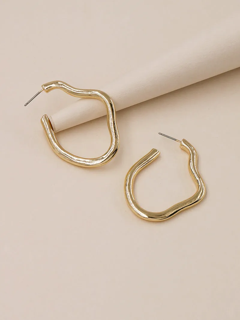 Stylish Geometric Metal Earrings with Unique Design - Trendy Jewelry Accessory for Women