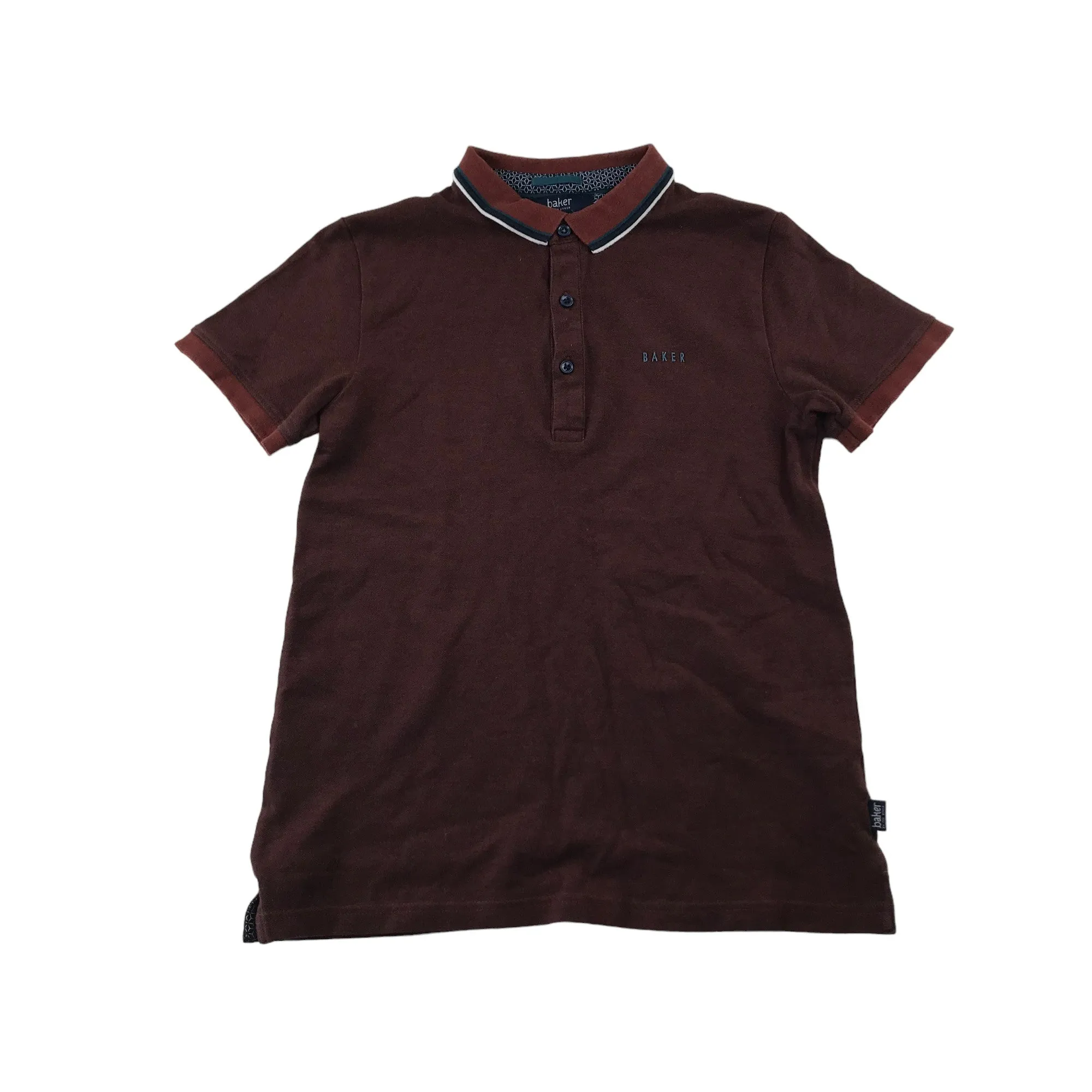 Ted Baker polo shirt 11-12 years brown burgundy short sleeve button up neck