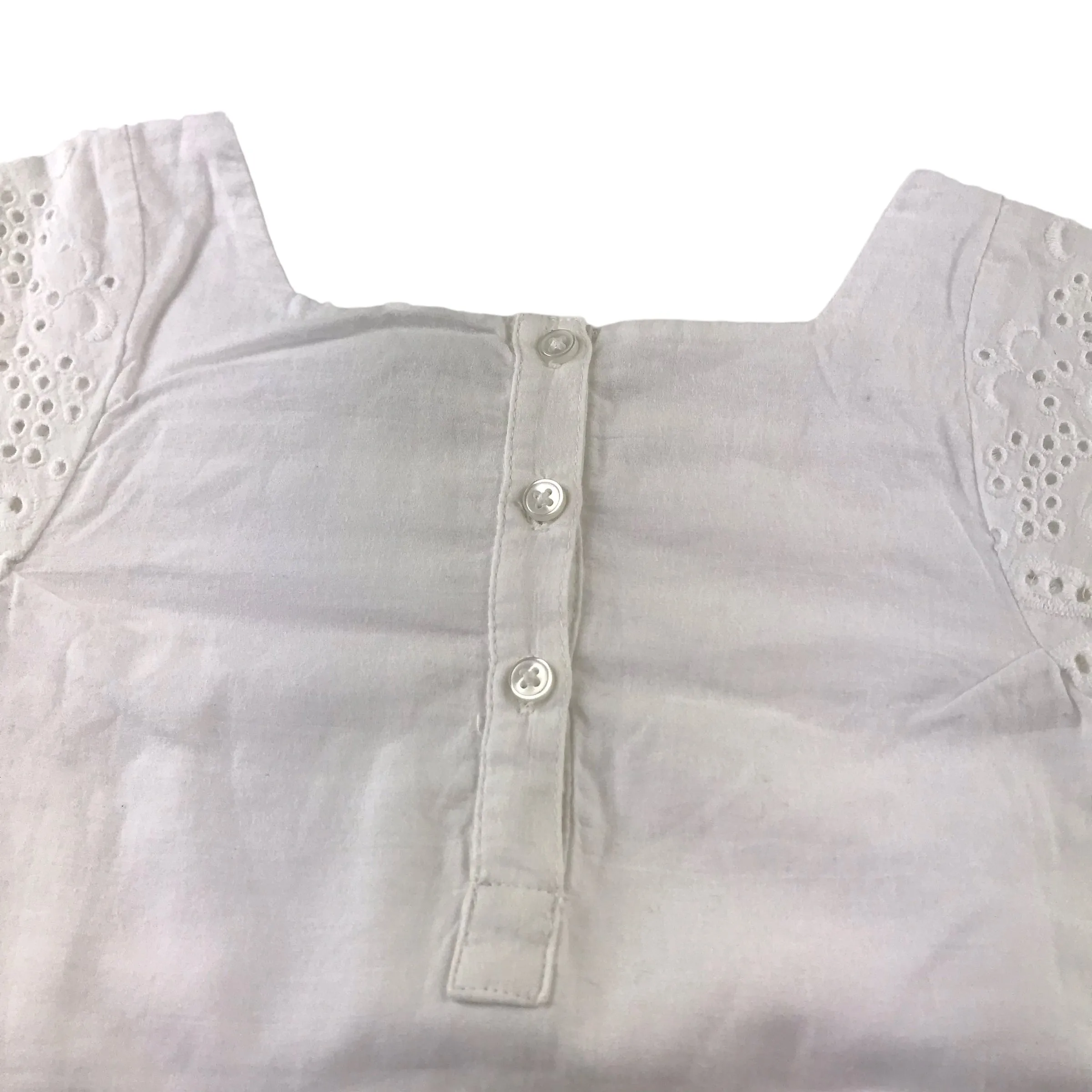 Tu blouse 6-7 years white short sleeve embroidered detail cotton