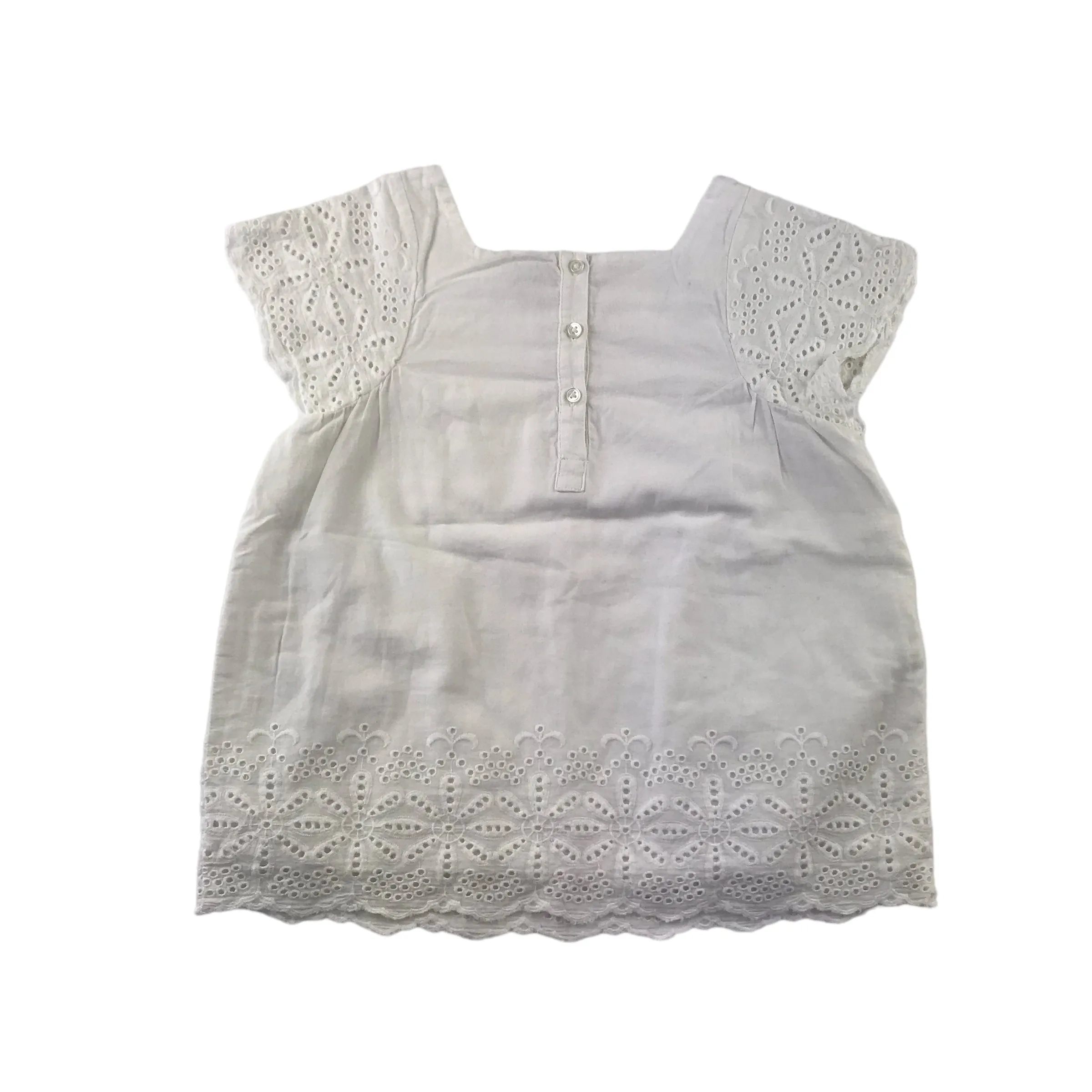 Tu blouse 6-7 years white short sleeve embroidered detail cotton