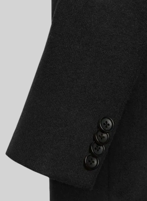 Vintage Plain Black Tweed GQ Overcoat