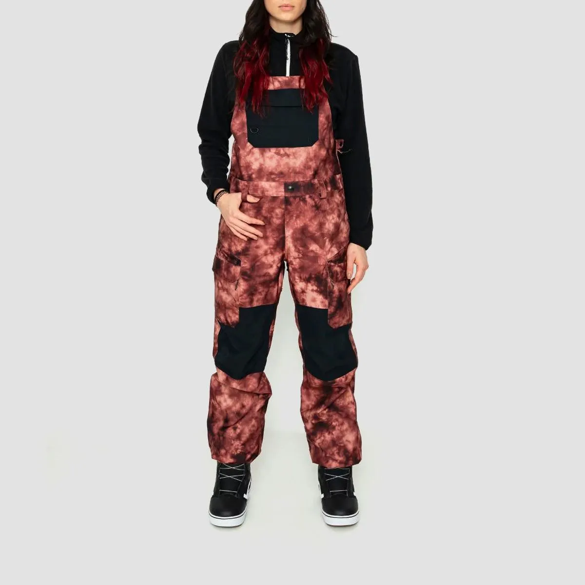 Volcom Creston 3D Stretch Bib Snow Pants Pink Salt Wash - Womens