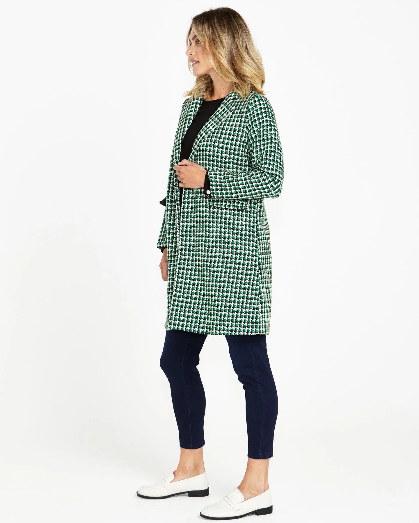 WANDA COAT - GREEN HOUNDSTOOTH