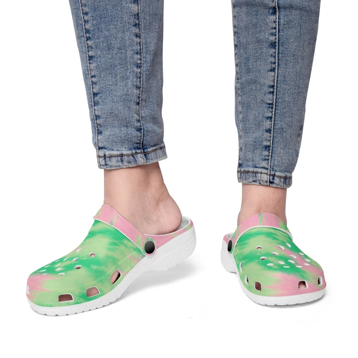 Women's Lightweight Clogs Tie Dye Green