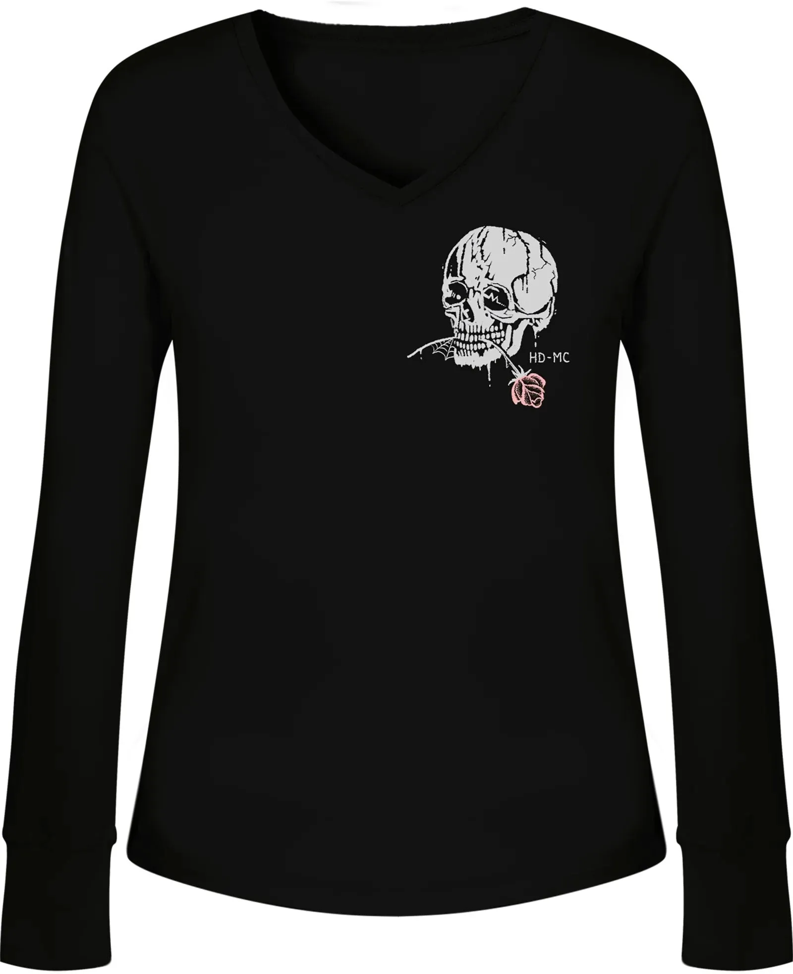 Women's Skull Rose Black Long Sleeve