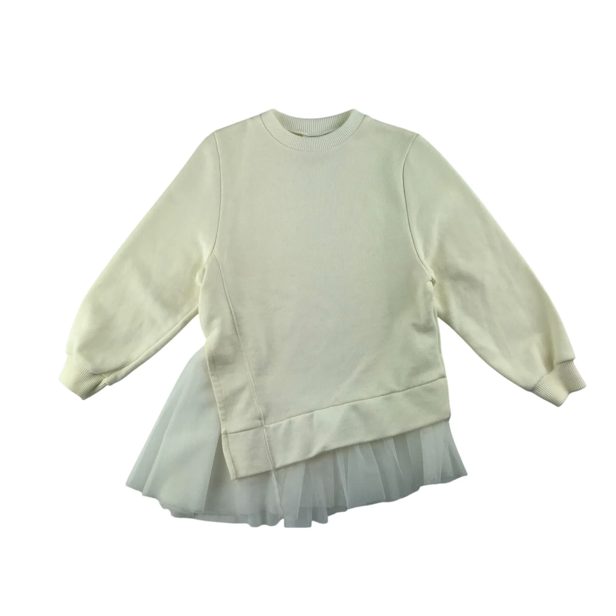 Zara sweater 5-6 years white uneven hem with mesh skirt detail